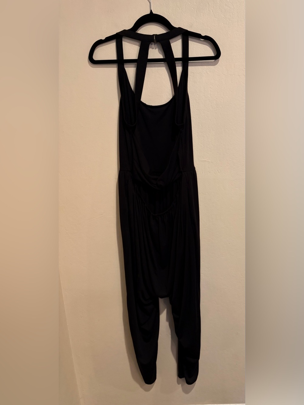 Halara U-neck Pocket Harem Black Casual Jumpsuit, Knot Back, Size XL - Picture 5 of 8
